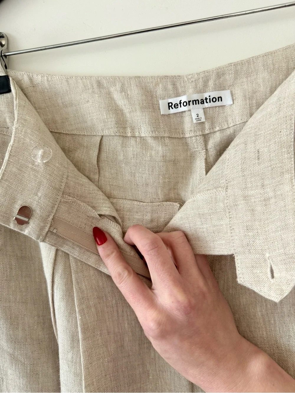 NWOT Reformation Linen Wide Leg Asher Trouser Pants Oatmeal Size 2